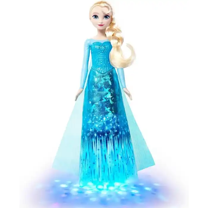 Filmdeki Let It Go şarkısını söyleyen, eklemleri bükülebilen ve ışıltılı özel kıyafet ile çıkarılabilir ayakkabı giyen Mattel Disney Karlar Ülkesi Şarkı Söyleyen Elsa Bebek, JLJ07