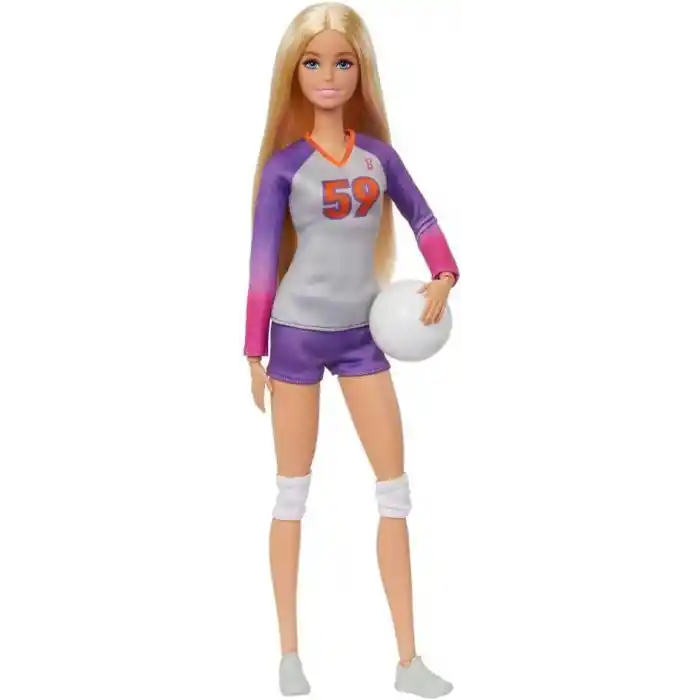 Barbie Sporcu Bebekler, üniforması ve topuyla Barbie Voleybolcu Bebek ile aksesuarları, HKT72