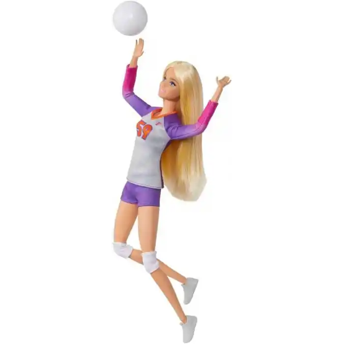 Barbie Sporcu Bebekler, üniforması ve topuyla Barbie Voleybolcu Bebek ile aksesuarları, HKT72