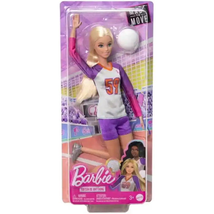 Barbie Sporcu Bebekler, üniforması ve topuyla Barbie Voleybolcu Bebek ile aksesuarları, HKT72