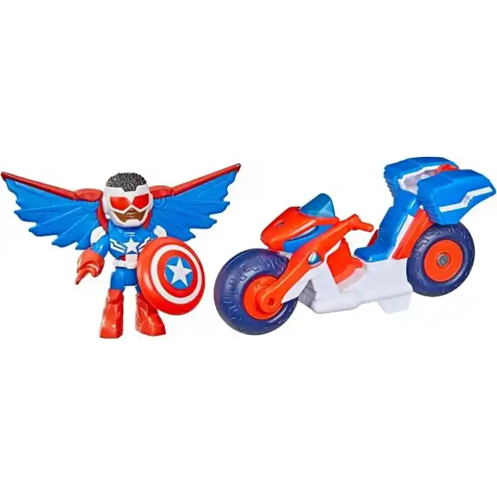 Marvel Iron Man and his Awesome Friends Captain America: Sam Wilson Super Bike Aksiyon Figürü ve Oyuncak Motosiklet