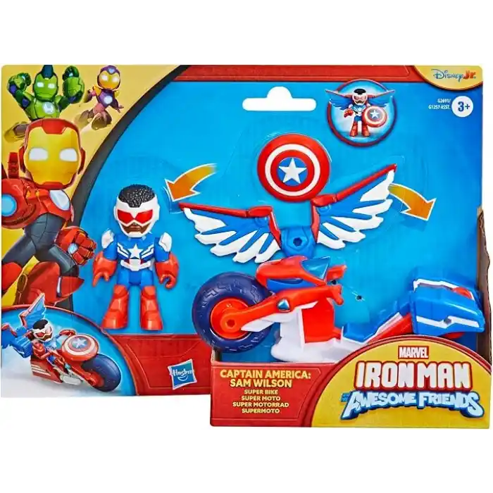 Marvel Iron Man and his Awesome Friends Captain America: Sam Wilson Super Bike Aksiyon Figürü ve Oyuncak Motosiklet