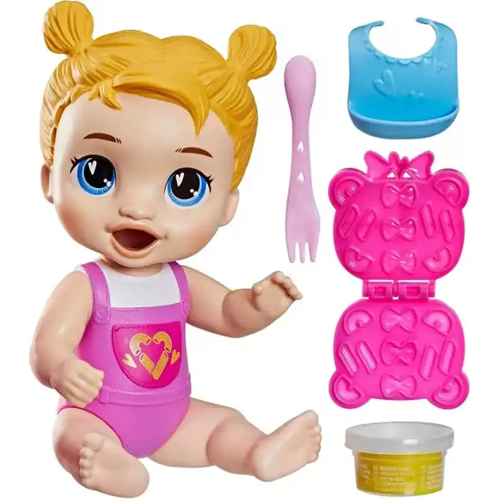 Baby Alive Sofra Eserleri, Hayali Yiyecek Aksesuarlı Sarı Saçlı Oyuncak Bebek, 3 Yaş ve Üzeri Kız ve Erkek Çocuklar için 28 cm Boyunda Oyuncaklar