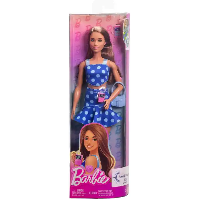 Breakthrough T1D iş birliğiyle tasarlanan, puantiyeli kıyafeti ve aksesuarlarıyla tip 1 diyabeti olan Barbie Fashionistas bebek (242), HYT97