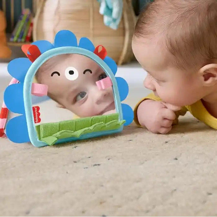 Fisher-Price yenidoğanlar için duyusal gelişimi ve karın üstünde oynama aktivitelerini destekleyen taşınabilir ayna, JHB45