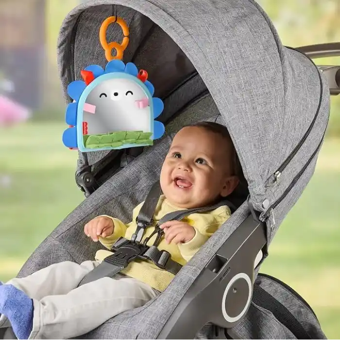 Fisher-Price yenidoğanlar için duyusal gelişimi ve karın üstünde oynama aktivitelerini destekleyen taşınabilir ayna, JHB45
