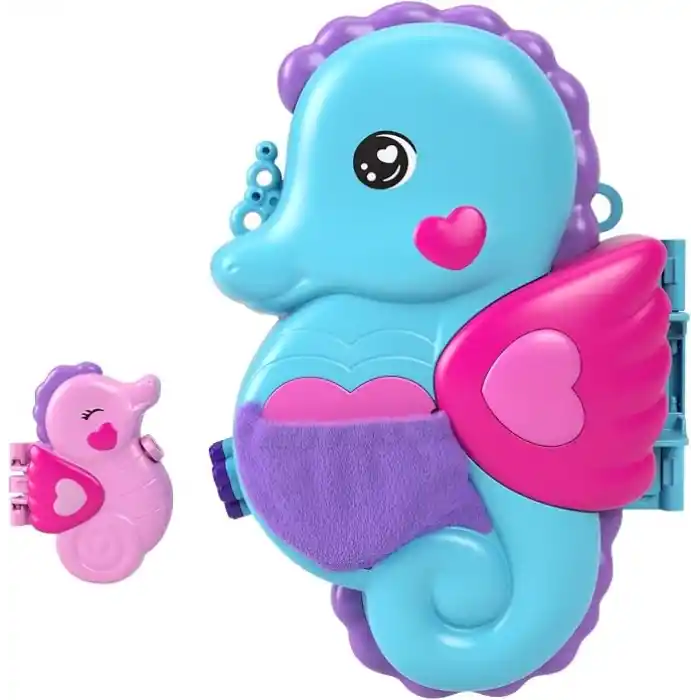 POLLY POCKET™ BABAM VE BEN™ denizatı çanta Polly Pocket Babam ve Ben denizatı çanta, 2 mikro bebek, evcil hayvanlar ve 13 aksesuar, 2si 1 arada çanta ve oyuncak ile Shani HWP03