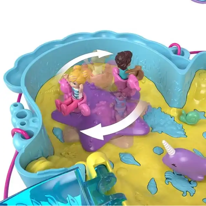 POLLY POCKET™ BABAM VE BEN™ denizatı çanta Polly Pocket Babam ve Ben denizatı çanta, 2 mikro bebek, evcil hayvanlar ve 13 aksesuar, 2si 1 arada çanta ve oyuncak ile Shani HWP03
