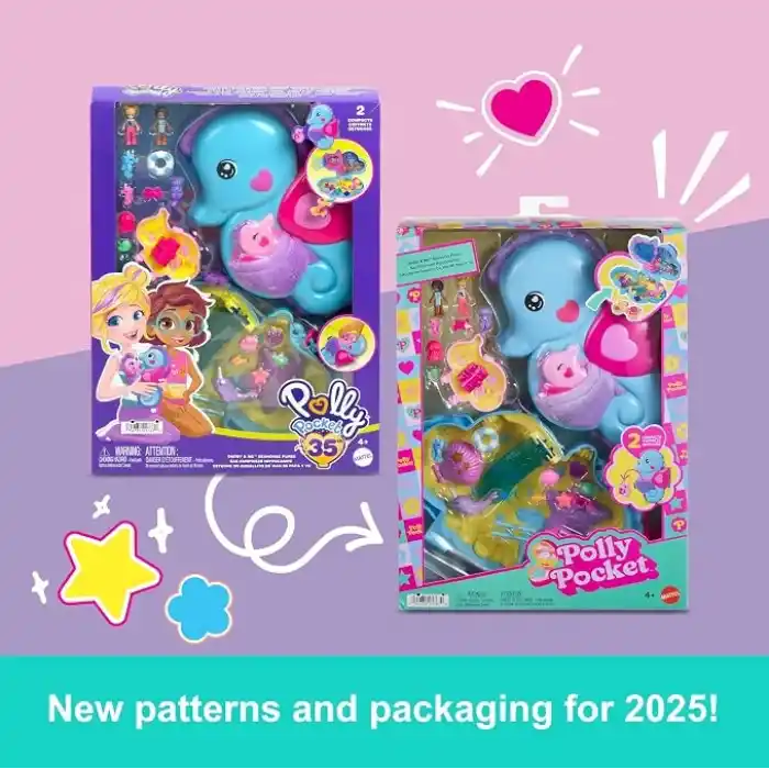 POLLY POCKET™ BABAM VE BEN™ denizatı çanta Polly Pocket Babam ve Ben denizatı çanta, 2 mikro bebek, evcil hayvanlar ve 13 aksesuar, 2si 1 arada çanta ve oyuncak ile Shani HWP03