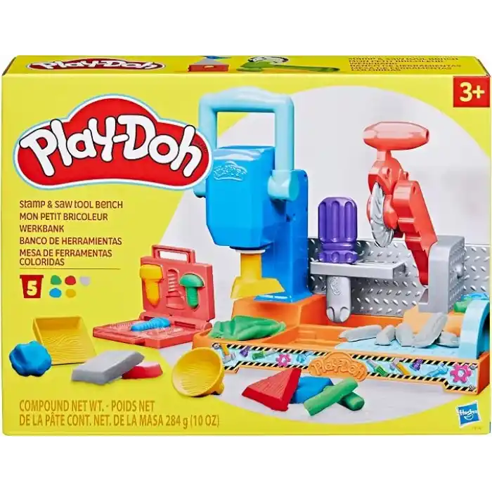 Play-Doh Damgala ve Kes Alet Tezgâhı Oyun Seti | 3 Yaş ve Üzeri Kız ve Erkek Çocuklar İçin İnşaat Temalı Oyuncak | Çocuklar İçin Sanat ve El İşi Etkinlikleri