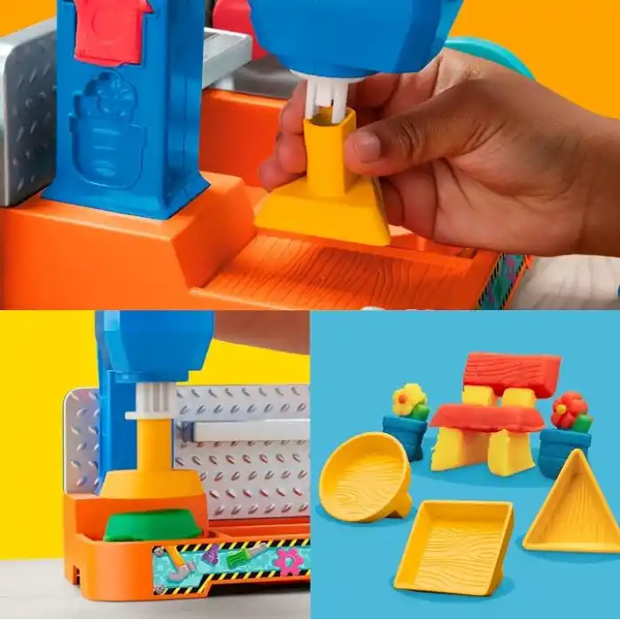 Play-Doh Damgala ve Kes Alet Tezgâhı Oyun Seti | 3 Yaş ve Üzeri Kız ve Erkek Çocuklar İçin İnşaat Temalı Oyuncak | Çocuklar İçin Sanat ve El İşi Etkinlikleri
