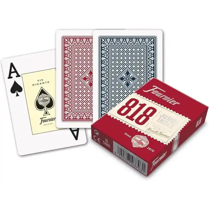 Fournier Poker Oyun Kartları Nº 818, Jumbo Endeks, Kırmızı veya Mavi