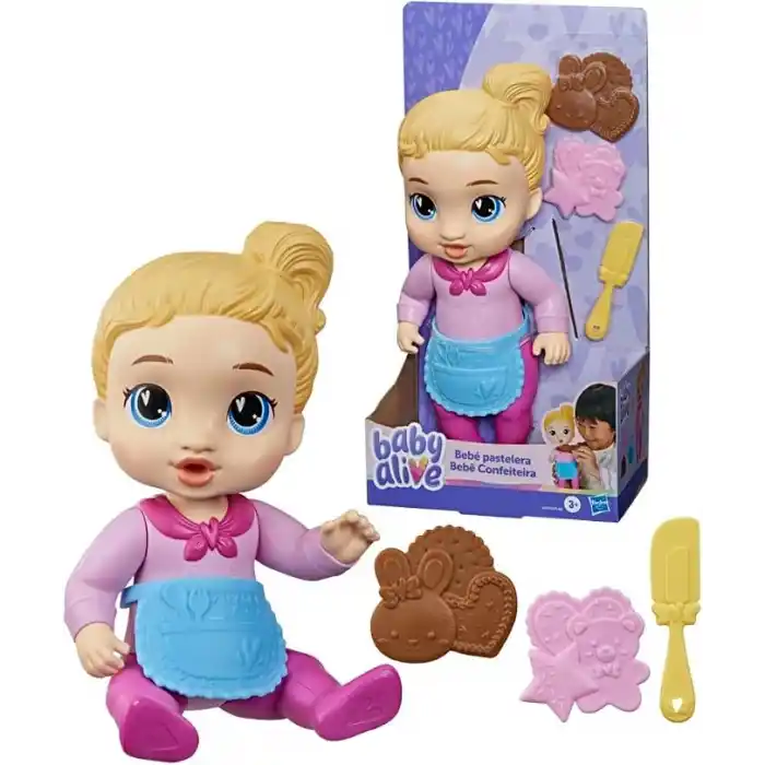 Baby Alive Baby Baker, Hayali Yiyecek Aksesuarlı Sarı Saçlı Oyuncak Bebek, 3 Yaş ve Üzeri Kız ve Erkek Çocuklar için 26,5 cm Boyunda Oyuncaklar