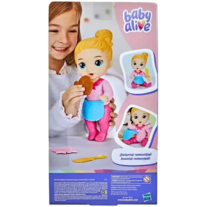 Baby Alive Baby Baker, Hayali Yiyecek Aksesuarlı Sarı Saçlı Oyuncak Bebek, 3 Yaş ve Üzeri Kız ve Erkek Çocuklar için 26,5 cm Boyunda Oyuncaklar