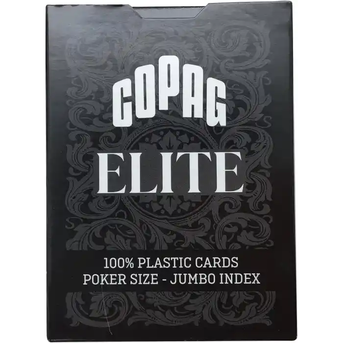 Copag Elite%100 Plastik Oyun Kartları, Poker Boyu Jumbo Endeks Tek Deste, Siyah