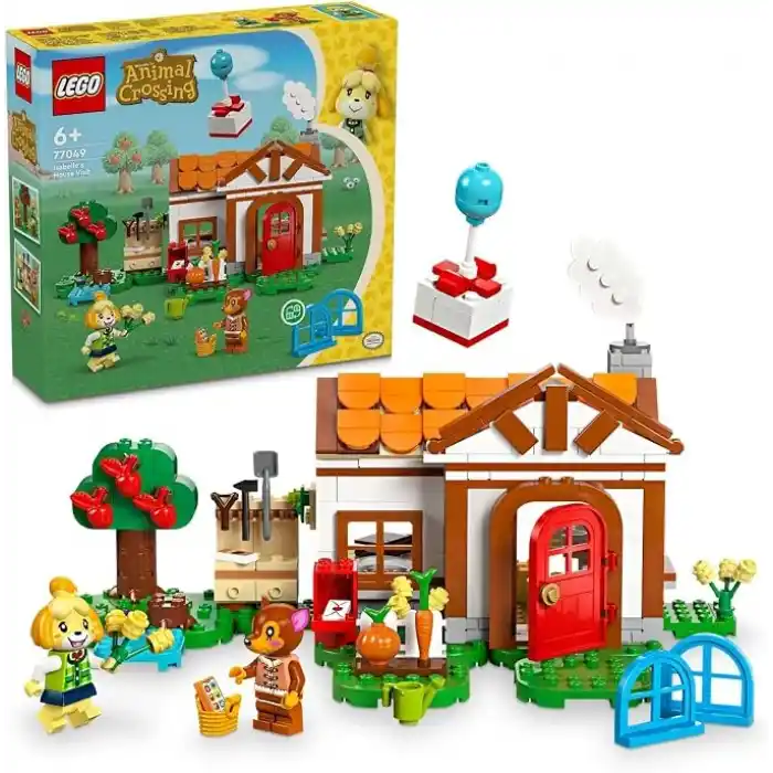 LEGO Animal Crossing Isabelle Ev Ziyaretinde 77049 – 6 Yaş ve Üzeri Kız ve Erkek Çocukları için Fauna Dahil 2 Minifigür İçeren Yaratıcı Oyuncak Yapım Seti, Doğum Günü Hediyesi Fikri (389 Parça)