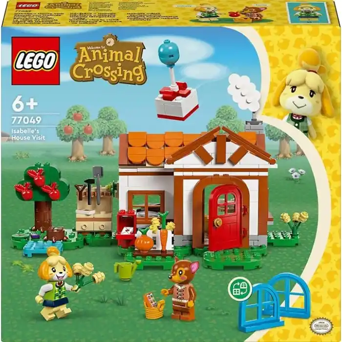 LEGO Animal Crossing Isabelle Ev Ziyaretinde 77049 – 6 Yaş ve Üzeri Kız ve Erkek Çocukları için Fauna Dahil 2 Minifigür İçeren Yaratıcı Oyuncak Yapım Seti, Doğum Günü Hediyesi Fikri (389 Parça)