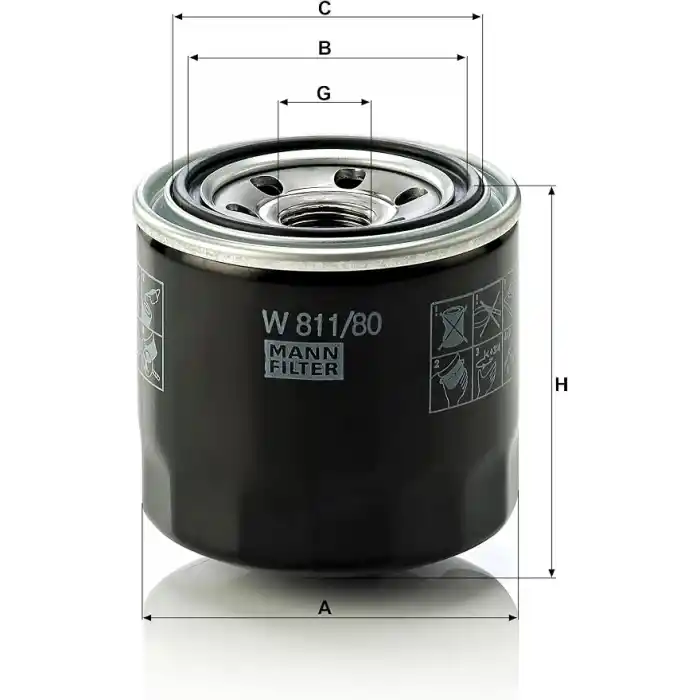 MANN-FILTER W 811/80 Yağ Filtresi (Hyundai)