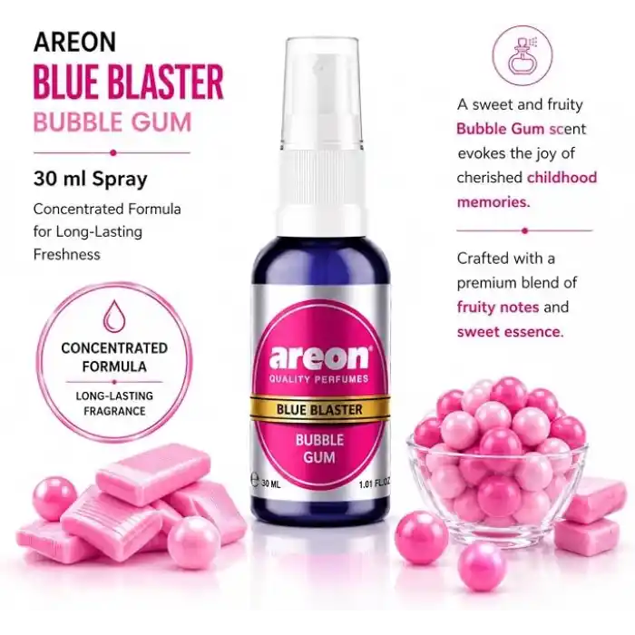 Areon 30 ml Blue Blaster Bubble Gum Oto Araç Spreyi