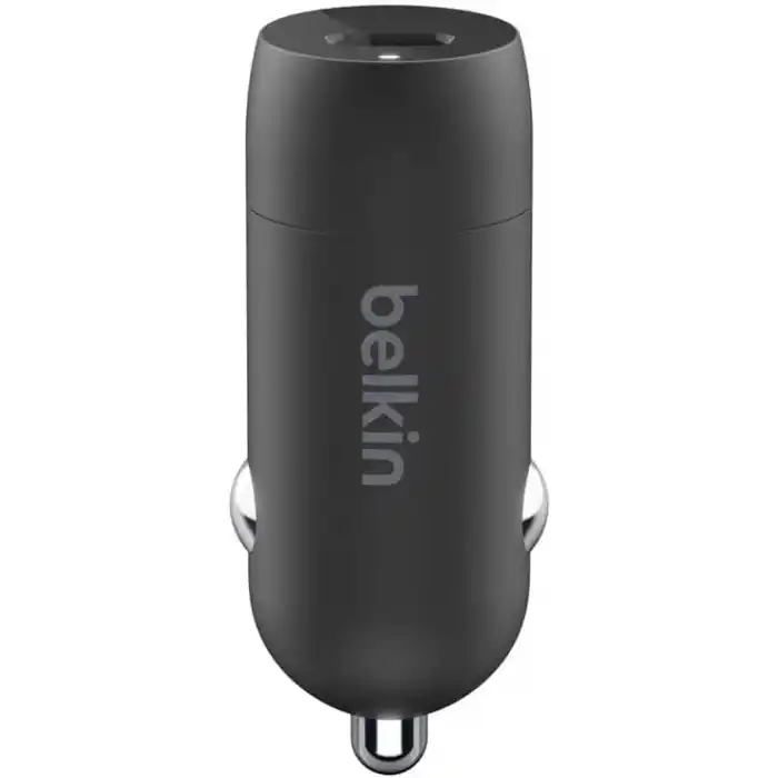 Belkin BoostCharge 30W Hızlı Araç Şarj Cihazı, USB-C Güç Dağıtım Portlu Kompakt Tasarım, USB-C - USB-C Kablosu Dahil, iPhone 16, 15, Galaxy S23, Note ve Daha Fazlası için Evrensel Uyumluluk - Siyah