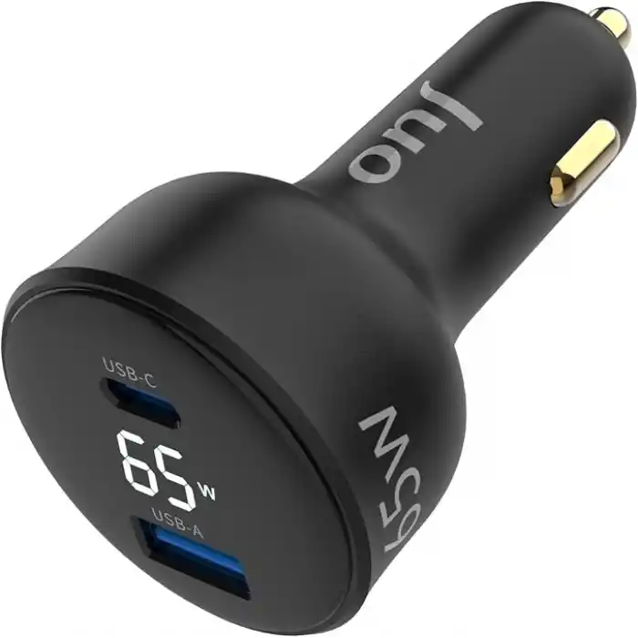 Juo 65W Led Ekranlı Type-C + USB-A Araç Şarj Aleti iPhone & Android & Notebook Araç içi Şarj Cihazı