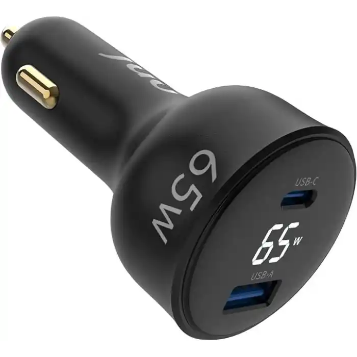 Juo 65W Led Ekranlı Type-C + USB-A Araç Şarj Aleti iPhone & Android & Notebook Araç içi Şarj Cihazı