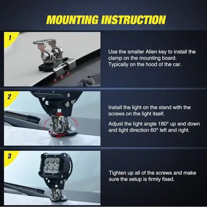 Nilight LED Işık Çubuğu Montaj Braketi 2 Adet Evrensel Ayarlanabilir Sütun Hood Çalışma Lambası Montaj Kelepçe Tutucu Off-Road Kamyon SUV için