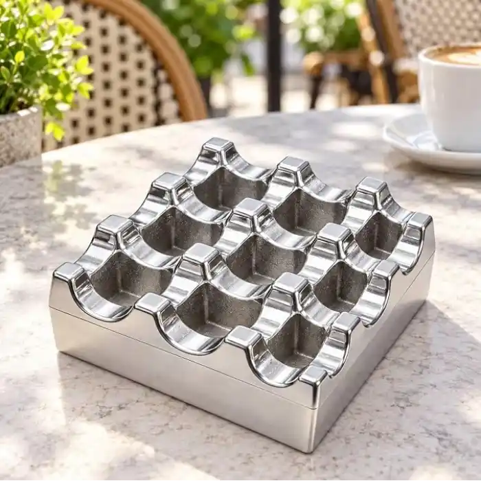 Izgaralı Döküm Küllük Otel Kafe Restoran Için Gümüş Kül Tablası Delikli Metal Küllük