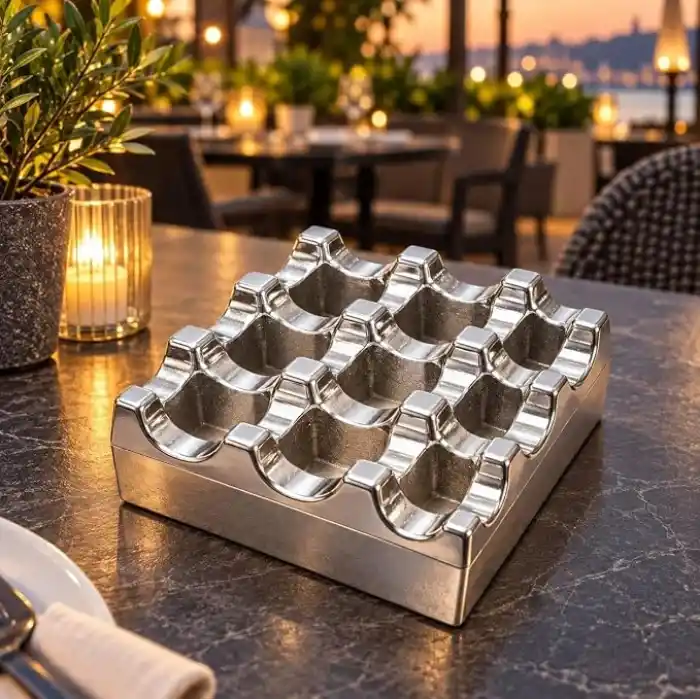 Izgaralı Döküm Küllük Otel Kafe Restoran Için Gümüş Kül Tablası Delikli Metal Küllük