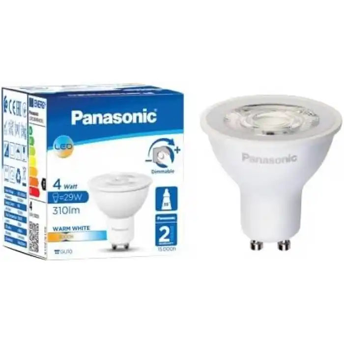 PANASONIC GU10 LED DİMLi LAMBA, SICAK BEYAZ IŞIK 4W 310LM 3000K