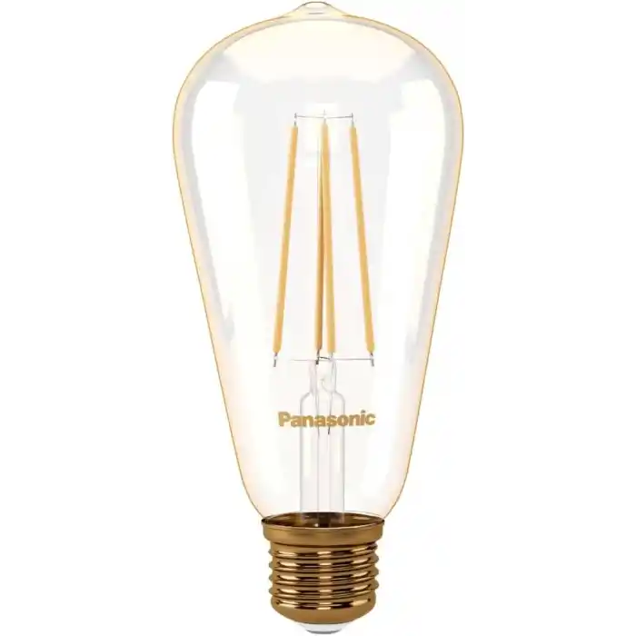 Panasonic E27 Dim Edilebilir Filaman ST64 Lamba 7W 630LM 2000K Gold