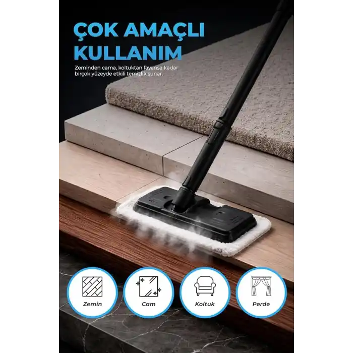 PiranTech CB- 02A Buharlı Temizlik Makinası - Buharlı Temizleyici - Floor Max Set