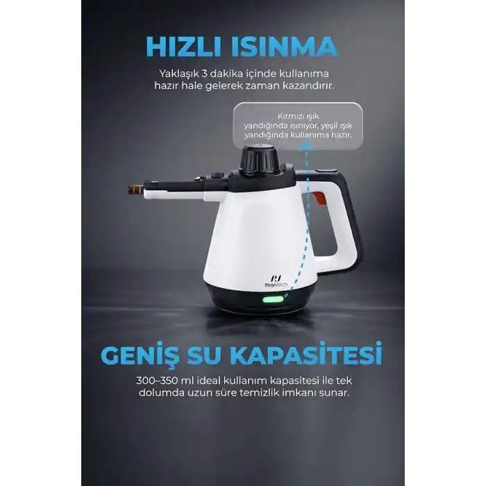 PiranTech CB- 02A Buharlı Temizlik Makinası - Buharlı Temizleyici - Floor Max Set