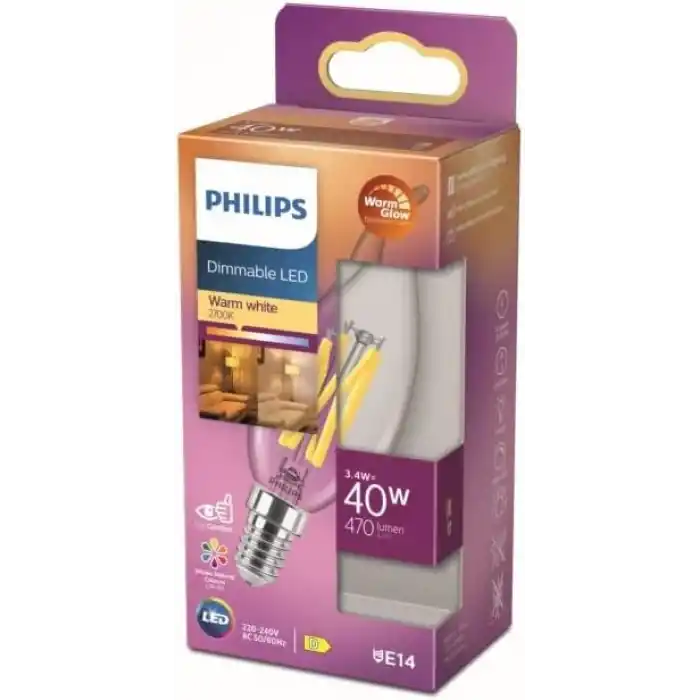 Philips Lighting 871951432437400 LED EEK D (A - G) E14 mum şeklinde 3.4W = 40W sıcak beyaz (Ø x U) 35mm