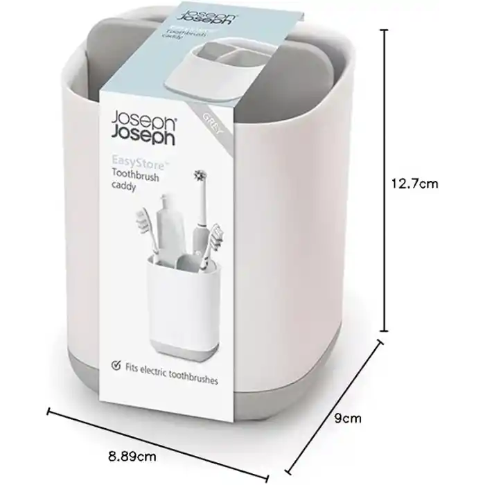 Joseph Joseph 70509 Easy-Store Diş Fırçalık, Beyaz/Gri