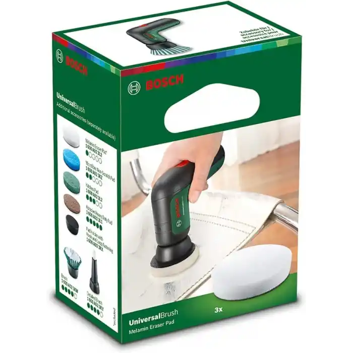 Bosch Home and Garden Elektrikli Temizleme Fırçası Universalbrush için Melamin Silgi Pedi (Karton Pakette 3 Adet)