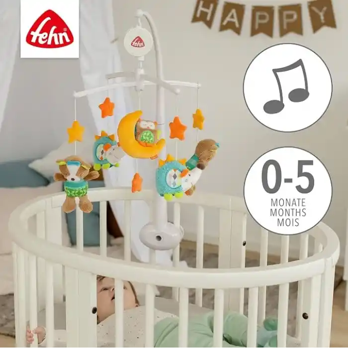 Fehn Müzik Mobil Orman - Orman Hayvanları ile Bebek Uyku Yardımı - Bebek Mobil Müzik Kutusu Melodi - 0-5 Ay arası Bebekler için Müzik Mobil Bebek Yatağı Oyuncak