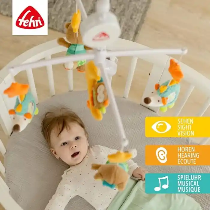 Fehn Müzik Mobil Orman - Orman Hayvanları ile Bebek Uyku Yardımı - Bebek Mobil Müzik Kutusu Melodi - 0-5 Ay arası Bebekler için Müzik Mobil Bebek Yatağı Oyuncak