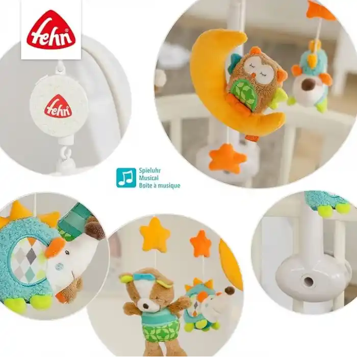Fehn Müzik Mobil Orman - Orman Hayvanları ile Bebek Uyku Yardımı - Bebek Mobil Müzik Kutusu Melodi - 0-5 Ay arası Bebekler için Müzik Mobil Bebek Yatağı Oyuncak