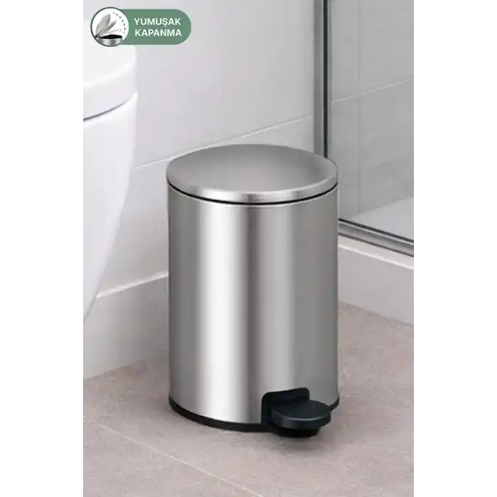 Cigo 3 LT Banyo Mutfak Ofis Çelik Çöp Kovası - Metalik