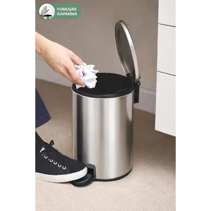 Cigo 3 LT Banyo Mutfak Ofis Çelik Çöp Kovası - Metalik