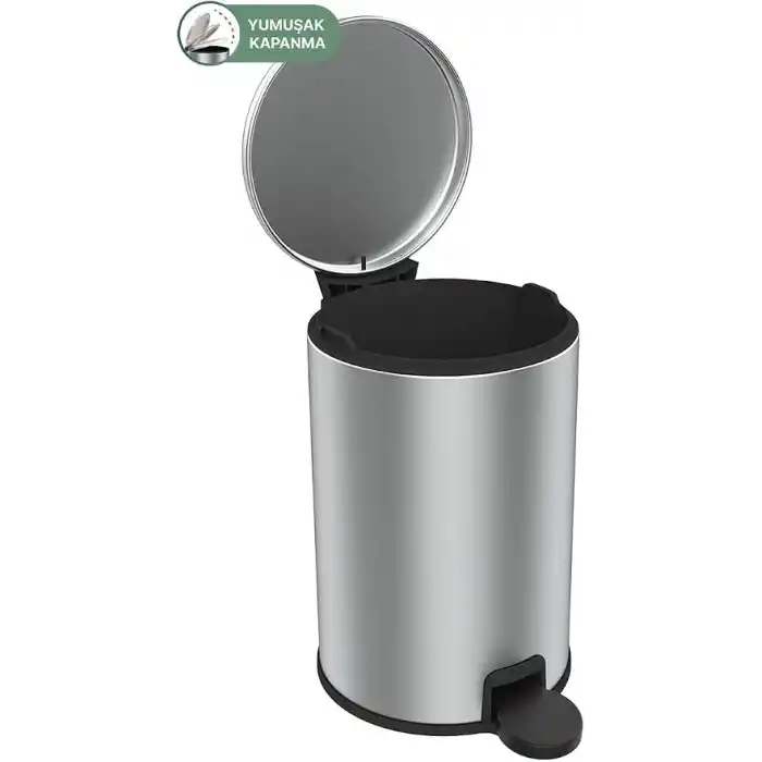 Cigo 3 LT Banyo Mutfak Ofis Çelik Çöp Kovası - Metalik