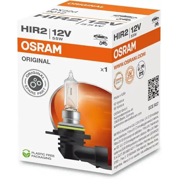 Osram Ampul 12V Hir2 55W Tek Telli Plastik Soketli Far Ve Sis 9012
