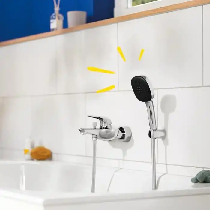 GROHE Vitalio Comfort 110 El Duşu Seti, 110mm Kare 2 Akışlı El Duşu, Duş Başlığı Tutucu, 1750mm Duş Hortumu, Duş Başlığı Seti, Krom, 26399001
