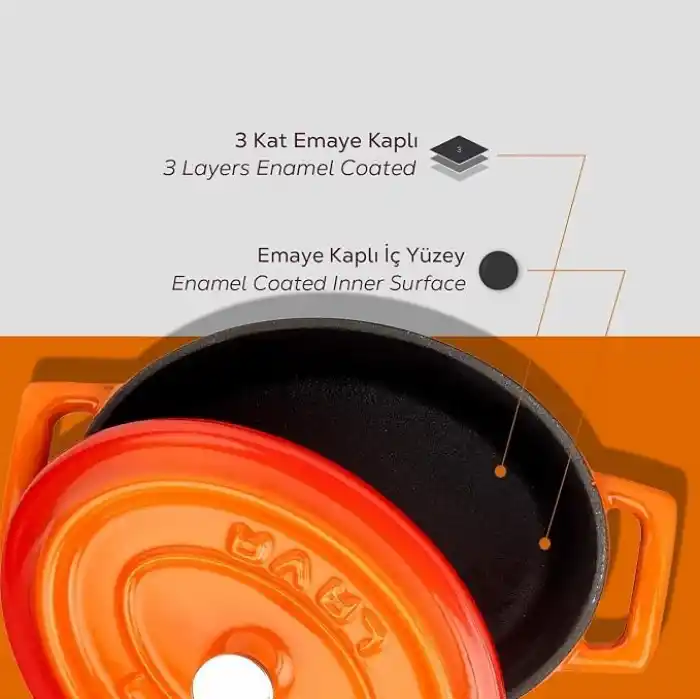 Lava Metal Oval Mini Tencere, Turuncu