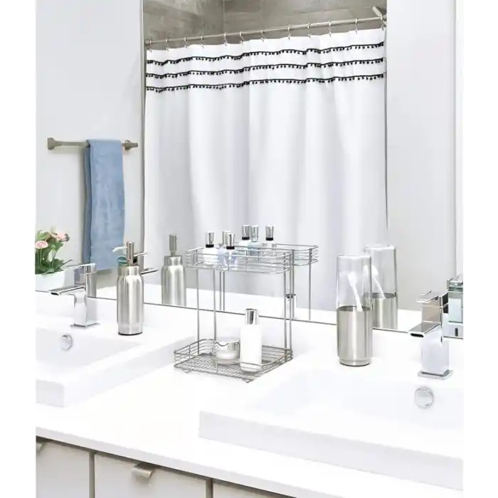 iDesign Austin diş fırçası tutucu, metal ve plastik, kapaklı diş fırçası standı, şeffaf/mat gümüş rengi
