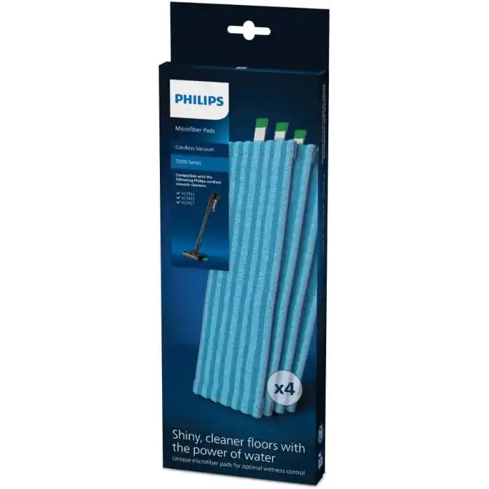 Philips Orijinal Mikrofiber Pedler - 6000 ve 7000 Serisi ile Uyumlu, 4 Bez, Yıkanabilir, Yeniden Kullanılabilir (XV1670/02)