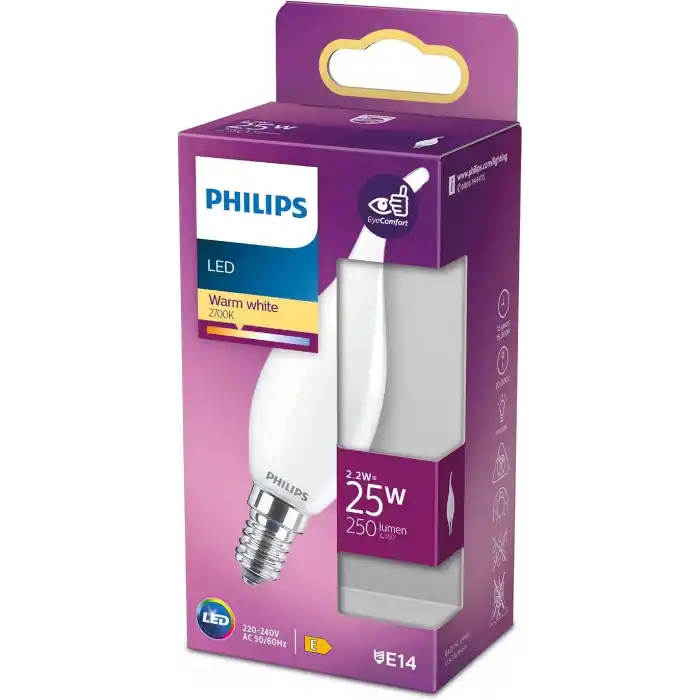 Philips LED Classic 25W BA35 E14 Mum Tipi WW Dim Edilmez Ampul