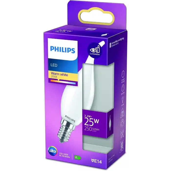 Philips LED Classic 25W BA35 E14 Mum Tipi WW Dim Edilmez Ampul