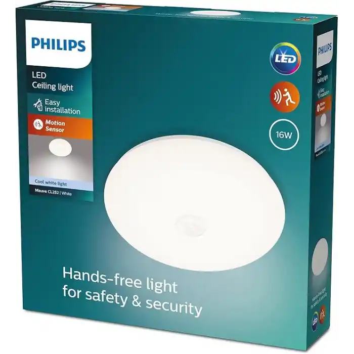 Philips Mauve Hareket Sensörlü Yuvarlak Tavan Lambası 16W 4000K Gün Işığı